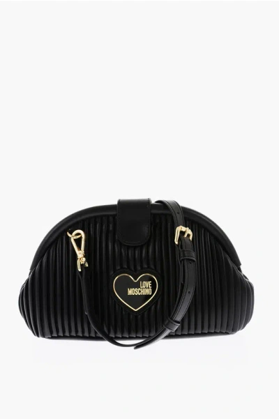 Moschino Love Pleated Faux Leather Mini Bag In Burgundy