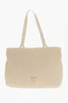Moschino Love Pleated Faux Leather Tote Bag In Beige