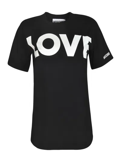 Moschino Love Printed Crewneck T-shirt In Black