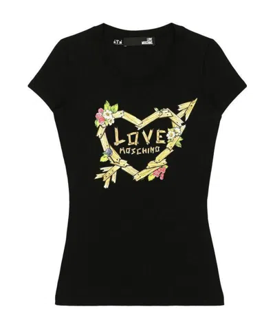 Moschino Love Printed T-shirt In Black
