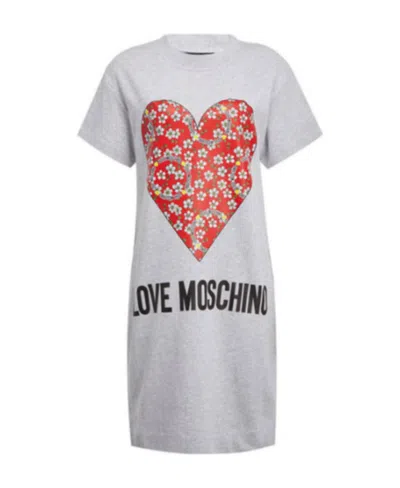 Moschino Love Printed T-shirt Dress In Gray