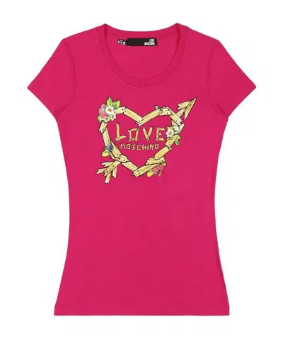 Moschino Love Printed T-shirt In Pink