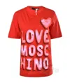 Moschino Love Printed T-shirt With Round Collar And Short Sleeves In Red