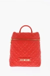 Moschino Love Quilted Faux Leather Backpack With Golden Logo