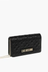 MOSCHINO LOVE QUILTED FAUX LEATHER BAG WITH CHAIN SHOULDER STRAP