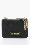 Moschino Love Quilted Faux Leather Shoulder Bag With Golden Logo In Black
