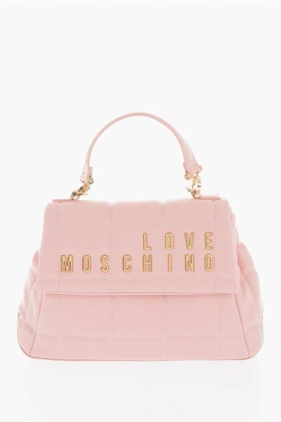 Moschino Love Quilted Faux Leather Bag With Golden Logo