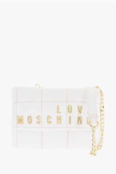 Moschino Love Quilted Faux Leather Bag With Removable Chain Shoulder In Burgundy