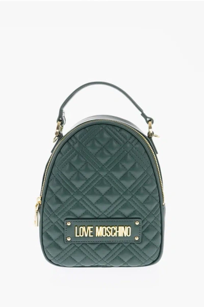 Moschino Love Quilted Faux Leather Bag With Removable Shoulder Strap In Black