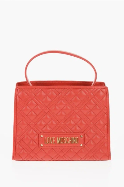 Moschino Love Quilted Faux Leather Bag With Removable Shoulder Strap In Black