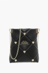 Moschino Love Quilted Faux Leather Crossbody Bag With Heart-shaped Je