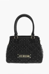 Moschino Love Quilted Faux Leather Hand Bag With Embossed Logos