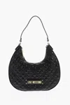 Moschino Love Quilted Faux Leather Hobo Bag In Black