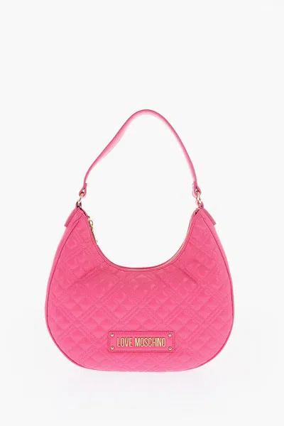 Moschino Love Quilted Faux Leather Hobo Bag In Pink