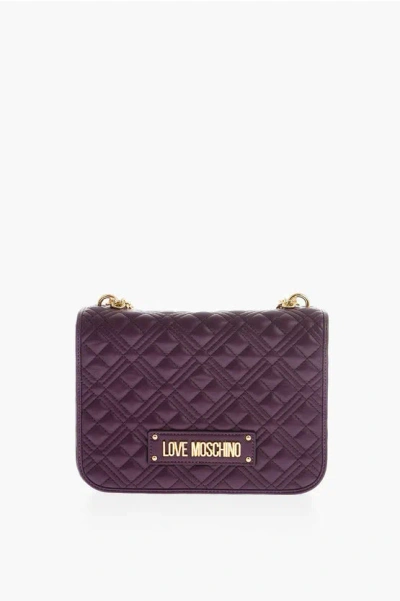 Moschino Love Quilted Faux Leather Shoulder Bag In Black