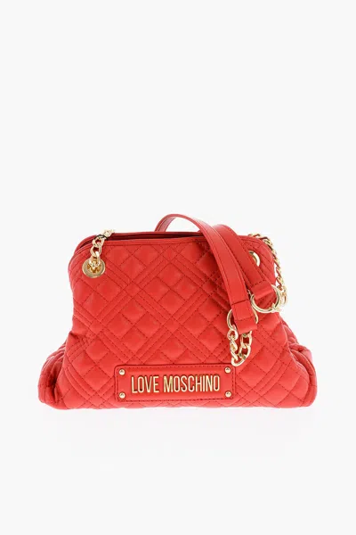 Moschino Love Quilted Faux Leather Shoulder Bag In Red
