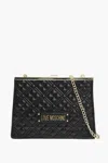 Moschino Love Quilted Faux Leather Shoulder Bag With Golden Details In Black