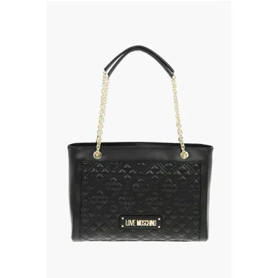 Moschino Love Quilted Faux Leather Tote Bag With Maxi Women's Monogram