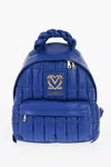 Moschino Love Quilted Nylon Backpack With Faux Leather Trims In Blue