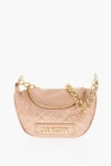 Moschino Love Quilted Shiny Faux Leather Crossbody Bag With Golden Ch