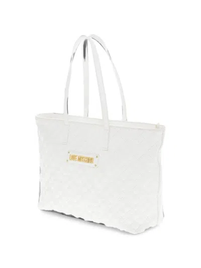 Moschino Love Quilted Tote Bag In White