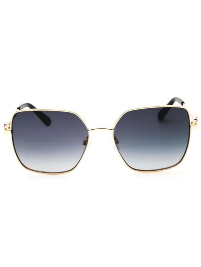Moschino Love Rectangular Women's Metal Sunglasses In Blue