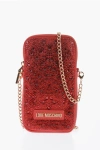 Moschino Love Rhinestone Pouch With Golden Chain