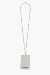 Moschino Love Saffiano Faux Leather Card Holder With Jewel Chain