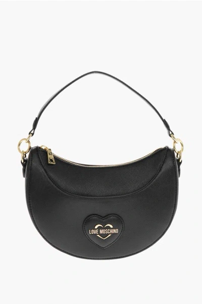 Moschino Love Saffiano Faux Leather Eco-friendly Hobo Bag In Burgundy