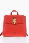 Moschino Love Solid Color Faux Leather Backpack With Golden Logo