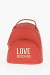 Moschino Love Solid Color Faux Leather Backpack With Golden Logo
