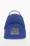 Moschino Love Solid Color Faux Leather Backpack With Golden Logo