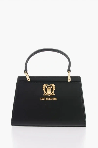 Moschino Love Solid Color Handbag With Removable Faux Fur Handle In Burgundy