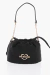 Moschino Love Solid Color Mini Bucket Bag With Removable Shoulder Str In Black
