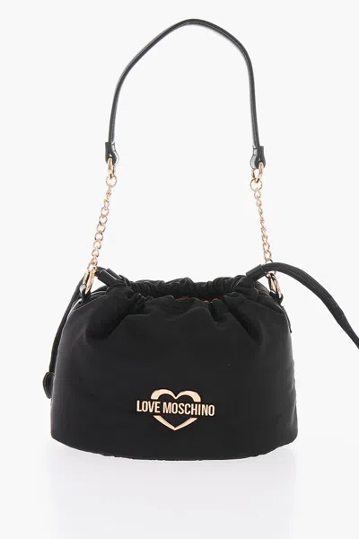 Moschino Love Solid Color Mini Bucket Bag With Removable Shoulder Str In Black