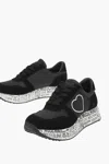 Moschino Love Suede Leather And Fabric Sneakers With Logoed Sole In Black