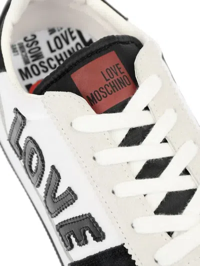 Moschino Love Suede-panelled Sneakers In White