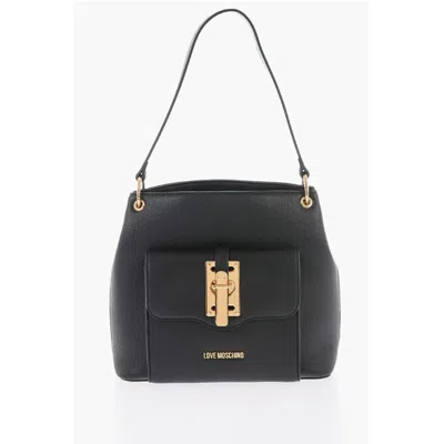 Moschino Love Textu Effect Faux Leather Hobo Bag With Maxi Logo Women's On