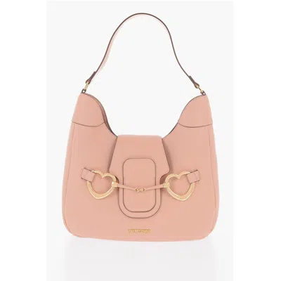 Moschino Love Textu Faux Leather Hobo Bag With Maxi Heart-shaped Women's C