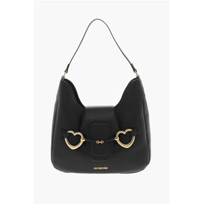 Moschino Love Textu Faux Leather Hobo Bag With Maxi Heart-shaped Women's C