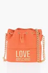Moschino Love Textured Faux Leather Bucket Bag With Chain Shoulder St In Orange