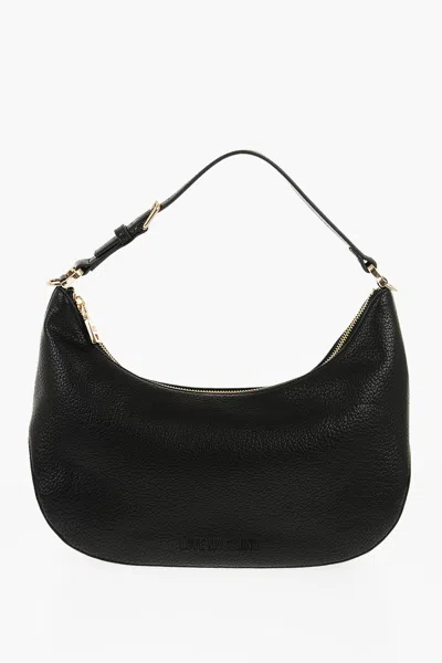 Moschino Love Textured Faux Leather Eco-friendly Giant Hobo Bag With In Black