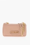 Moschino Love Textured Faux Leather Shoulder Bag With Golden Logo