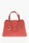 Moschino Love Textured Faux Leather Tote Bag With Golden Front Clamp In Red