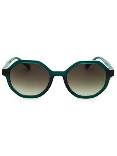 Moschino Love Chic Round Women's Sunglasses In Green