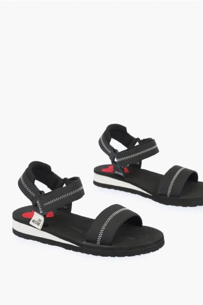 Moschino Love Zigzag Motif Eva30 Sandals With Touch Strap Closure In Black