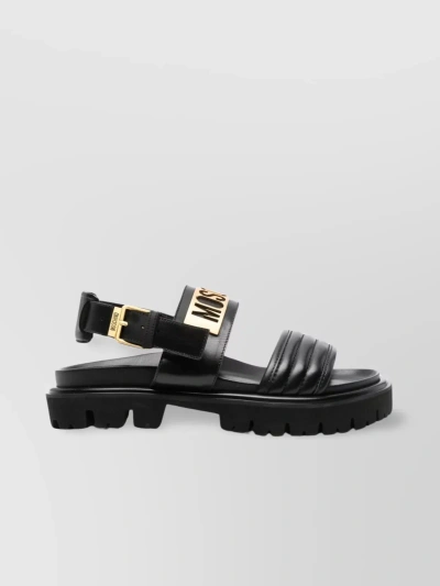 Moschino Lug Sole Strappy Sandals In Black
