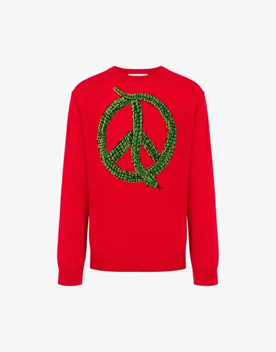 Moschino Lunar New Year Wool Pullover In Red