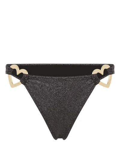 Moschino Lurex Bikini Bottom In Black