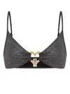 Moschino Glitter Metal Heart Bikini Top In Black